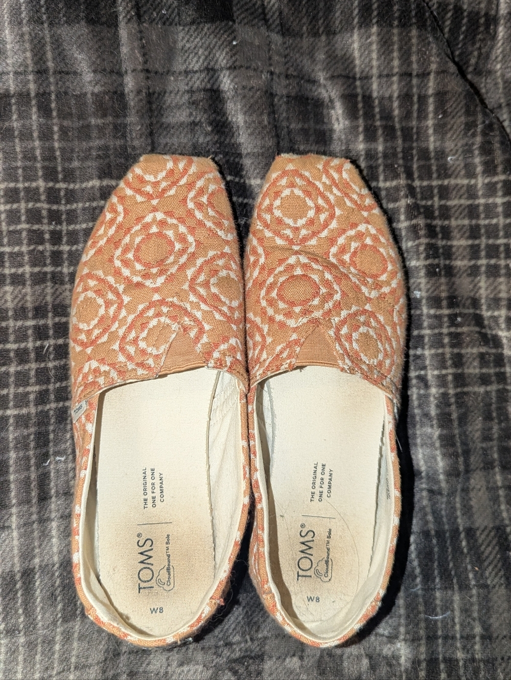 TOMS - Orange / Cream / Tan Pattern Slip-On's - Women's Size 8